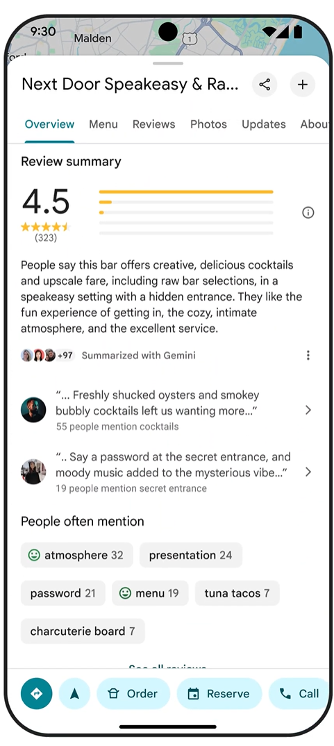 Google Maps review summary