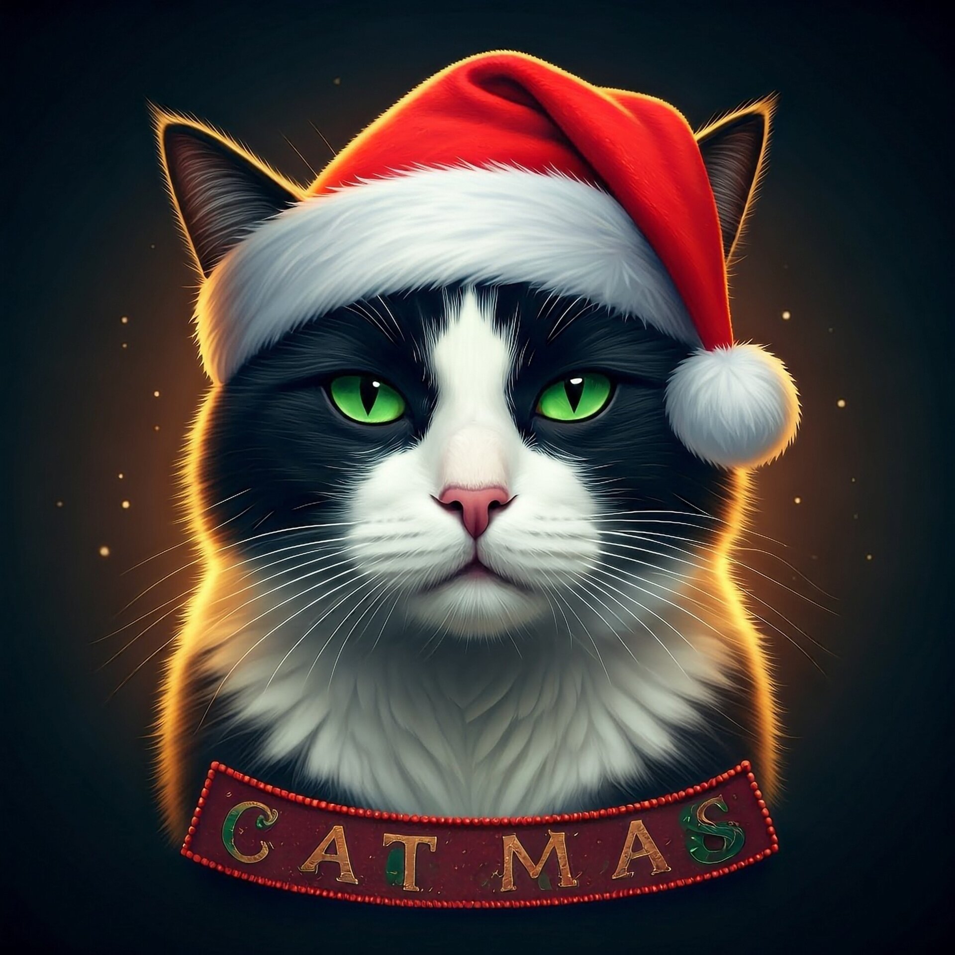 Ai Generated Holiday Cheer Cat Pixel