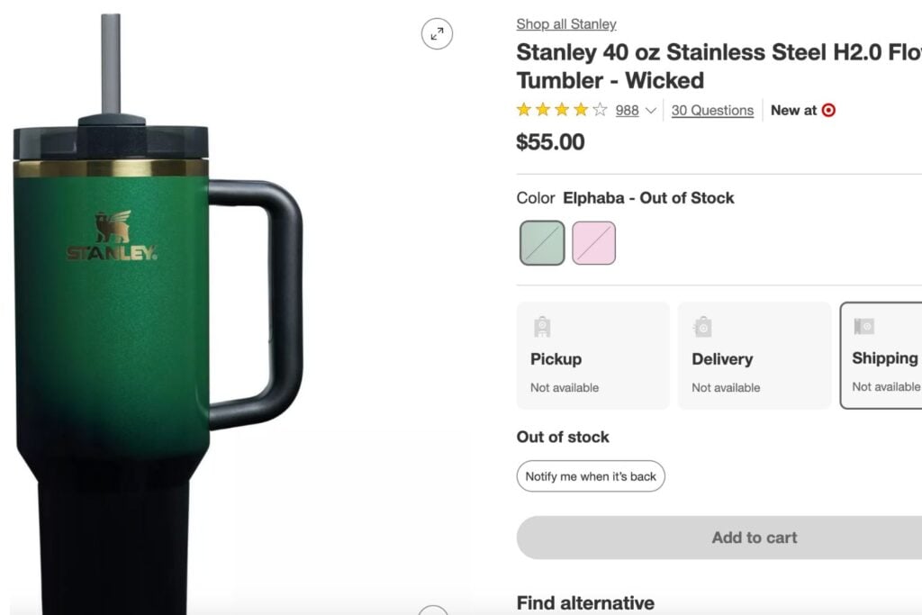 Wicked Stanley Tumbler Sold Out