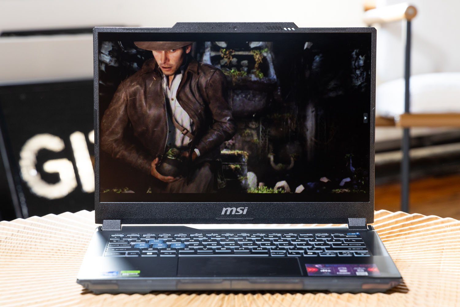 Scene from Indiana Jones and the Great Circle on MSI Cyborg 14 showing game performance