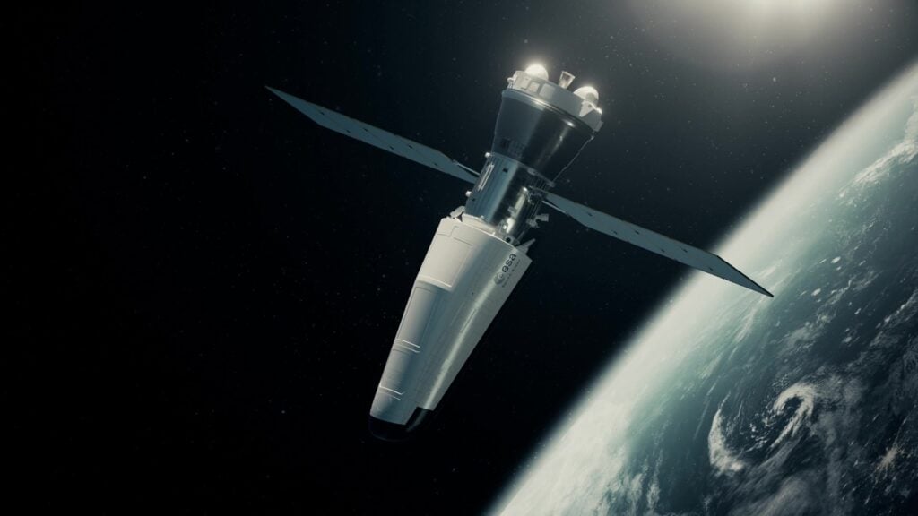 An artist's concept of ESA's Space Rider in orbit.