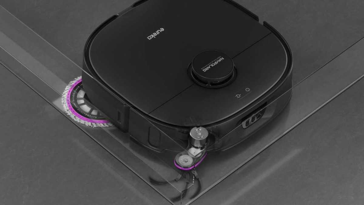 The robot vacuum's exntending mop and sweeper