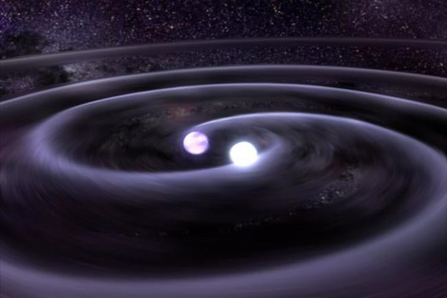 An artist's concept of a white dwarf binary. 