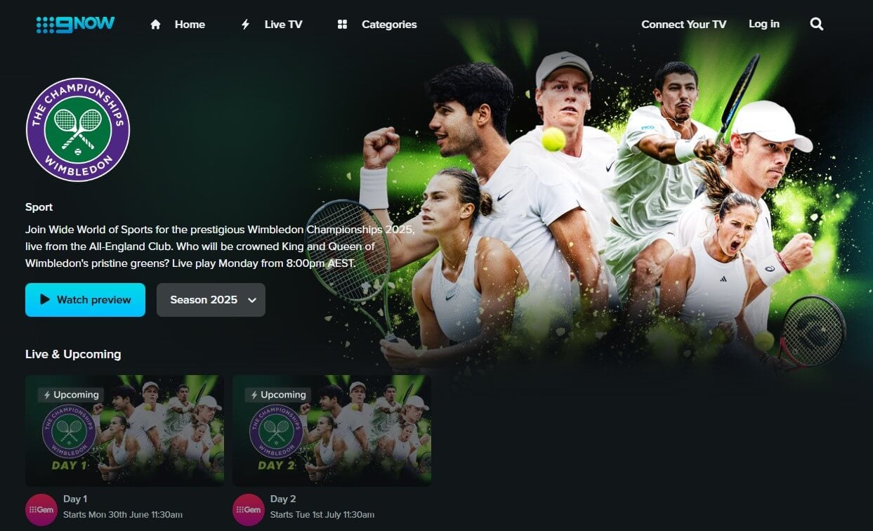 9now Wimbledon