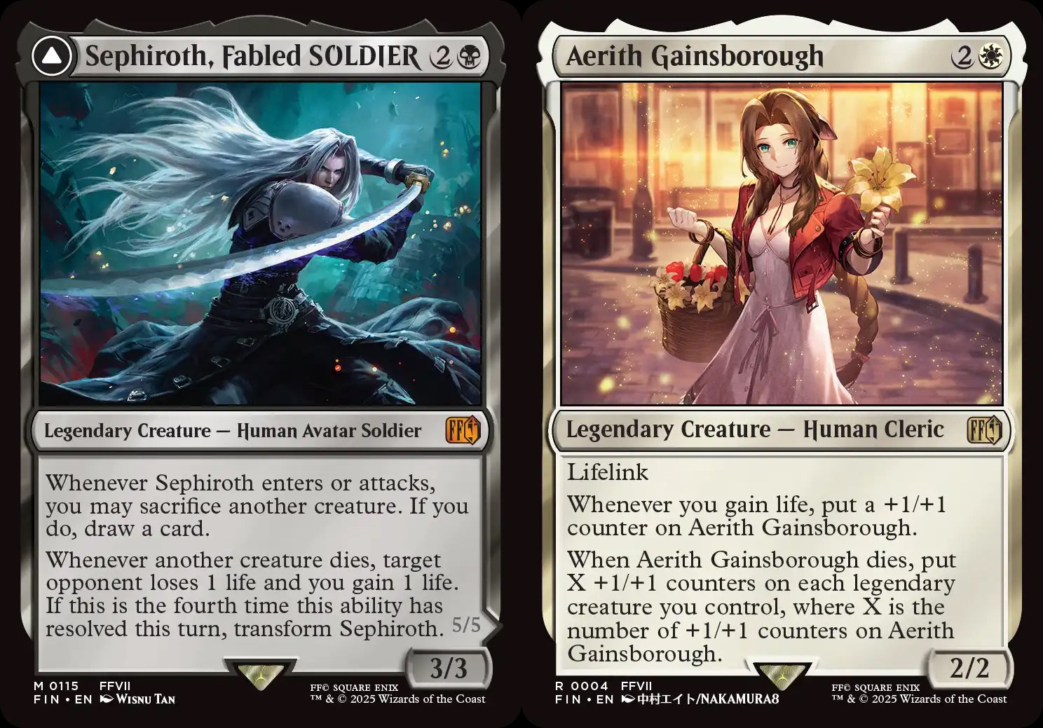 Magic The Gathering Final Fantasy Sephiroth Fabled Soldier Aerith Gainsborough