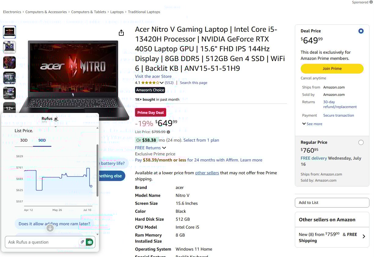 Acer Nitro V Gaming Laptop Amazon
