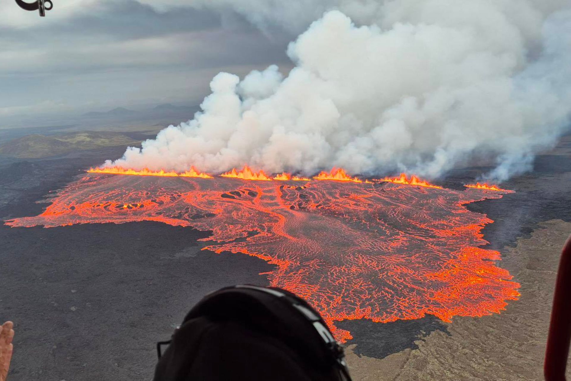 July 16 2025 Iceland Fissure Eruption Aerial View