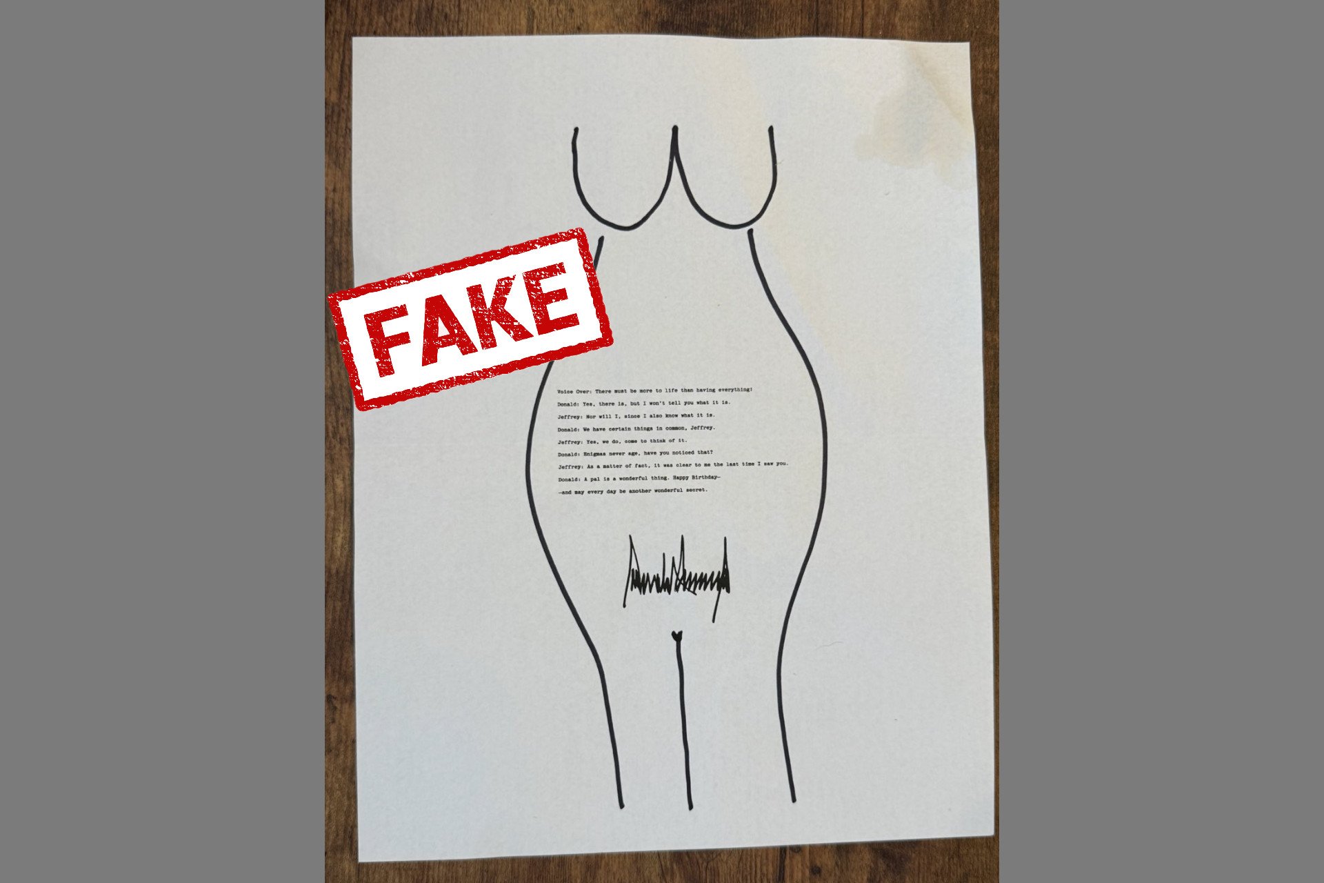 Fake letter from Donald Trump to Jeffrey Epstein circulating on social media