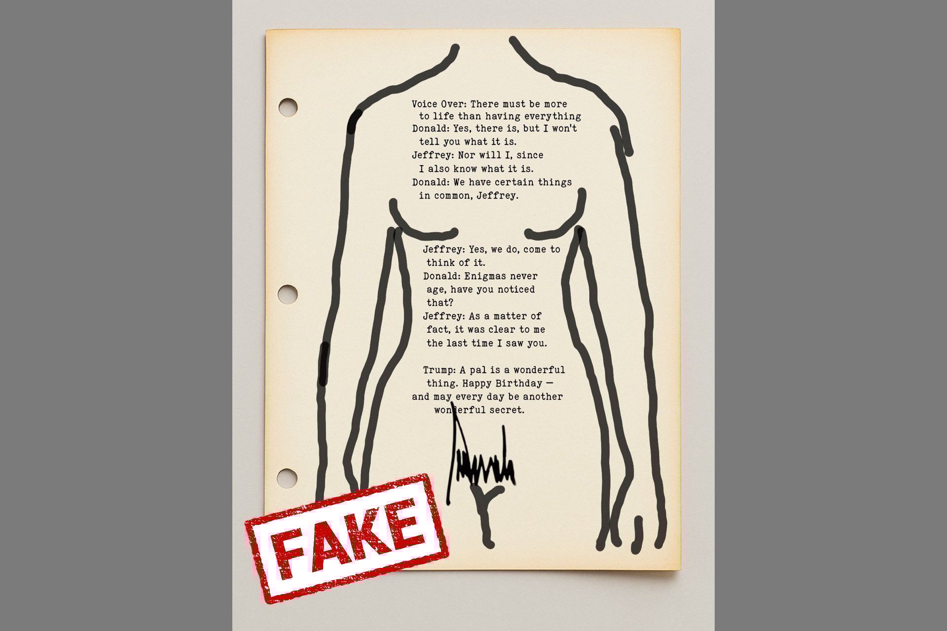 Fake letter from Donald Trump to Jeffrey Epstein circulating on social media.