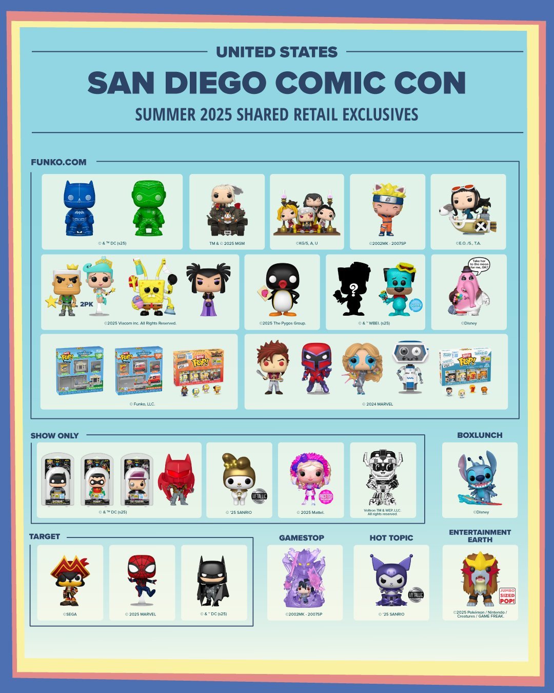 Sdcc 2025 Funko Pop Vinyl Exclusives