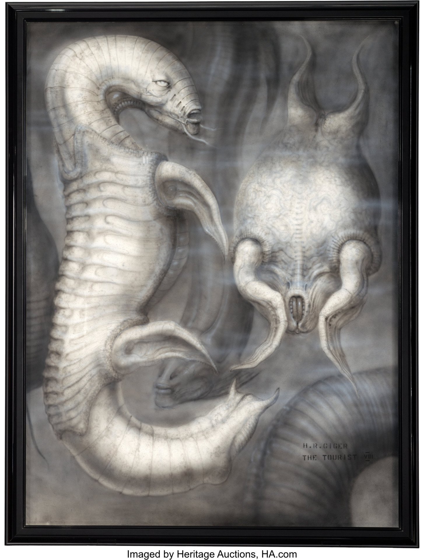 H.r. Giger The Tourist Painting Original Art (ca. 1980)