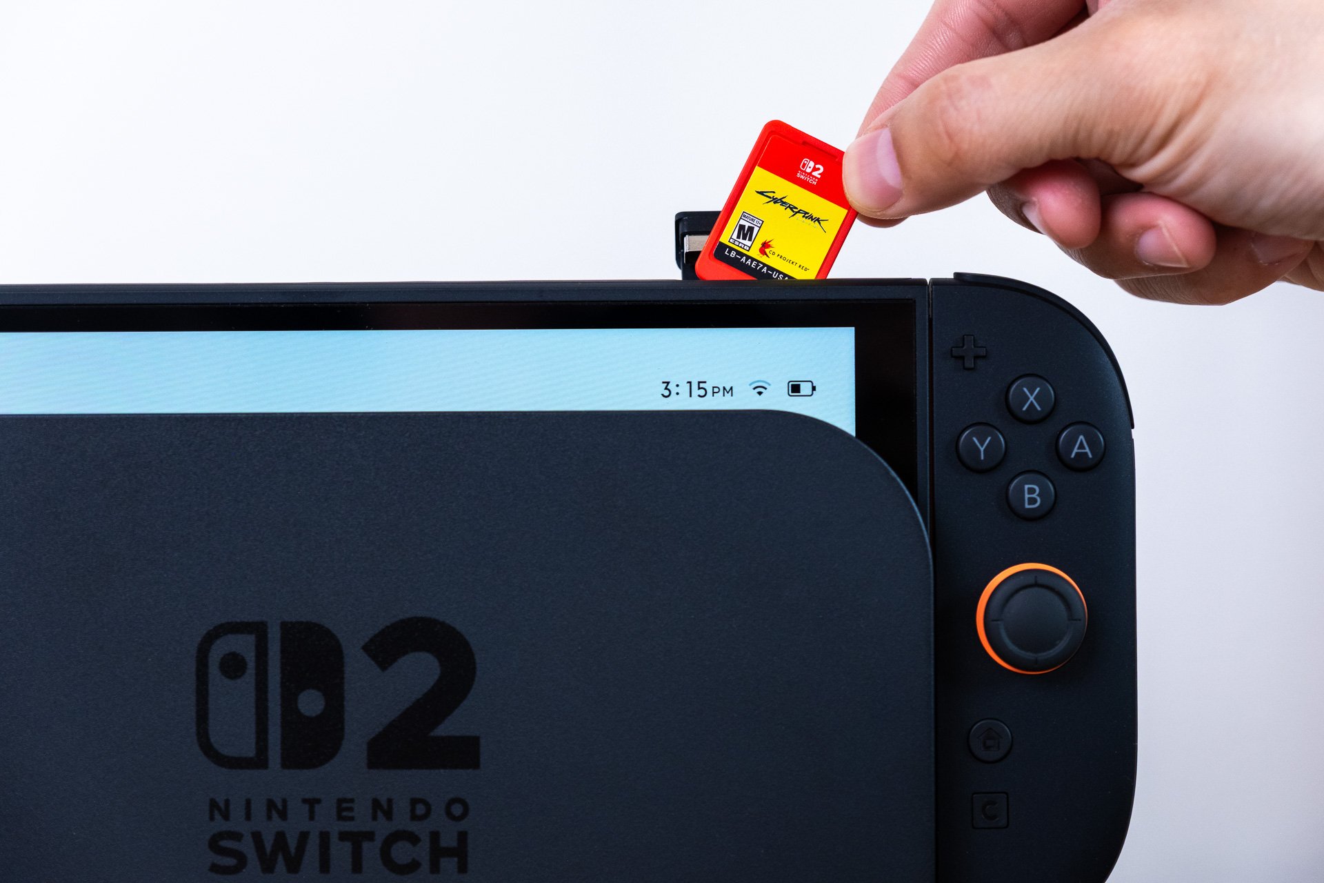 Nintendo Switch 2 with Cyberpunk 2077 game card