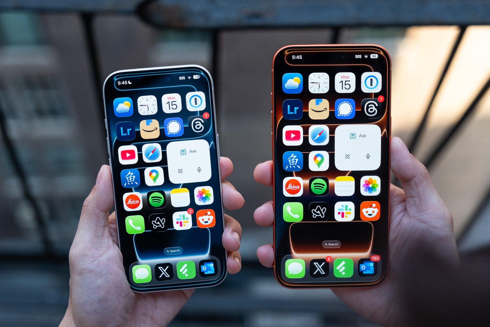 Apple iPhone 17 Pro in Silver, iPhone 17 Pro Max in Cosmic Orange