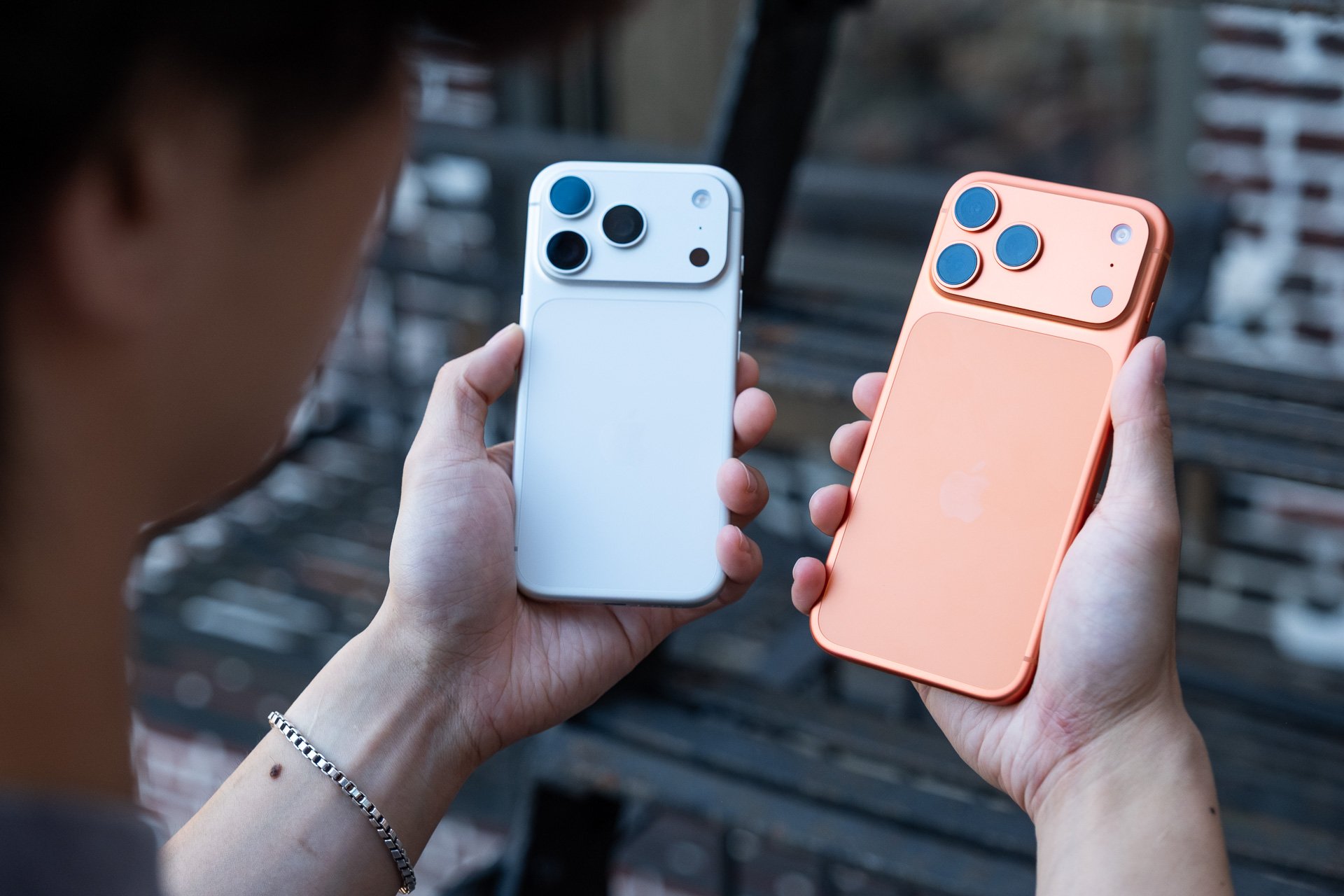 Apple iPhone 17 Pro in Silver, iPhone 17 Pro Max in Cosmic Orange
