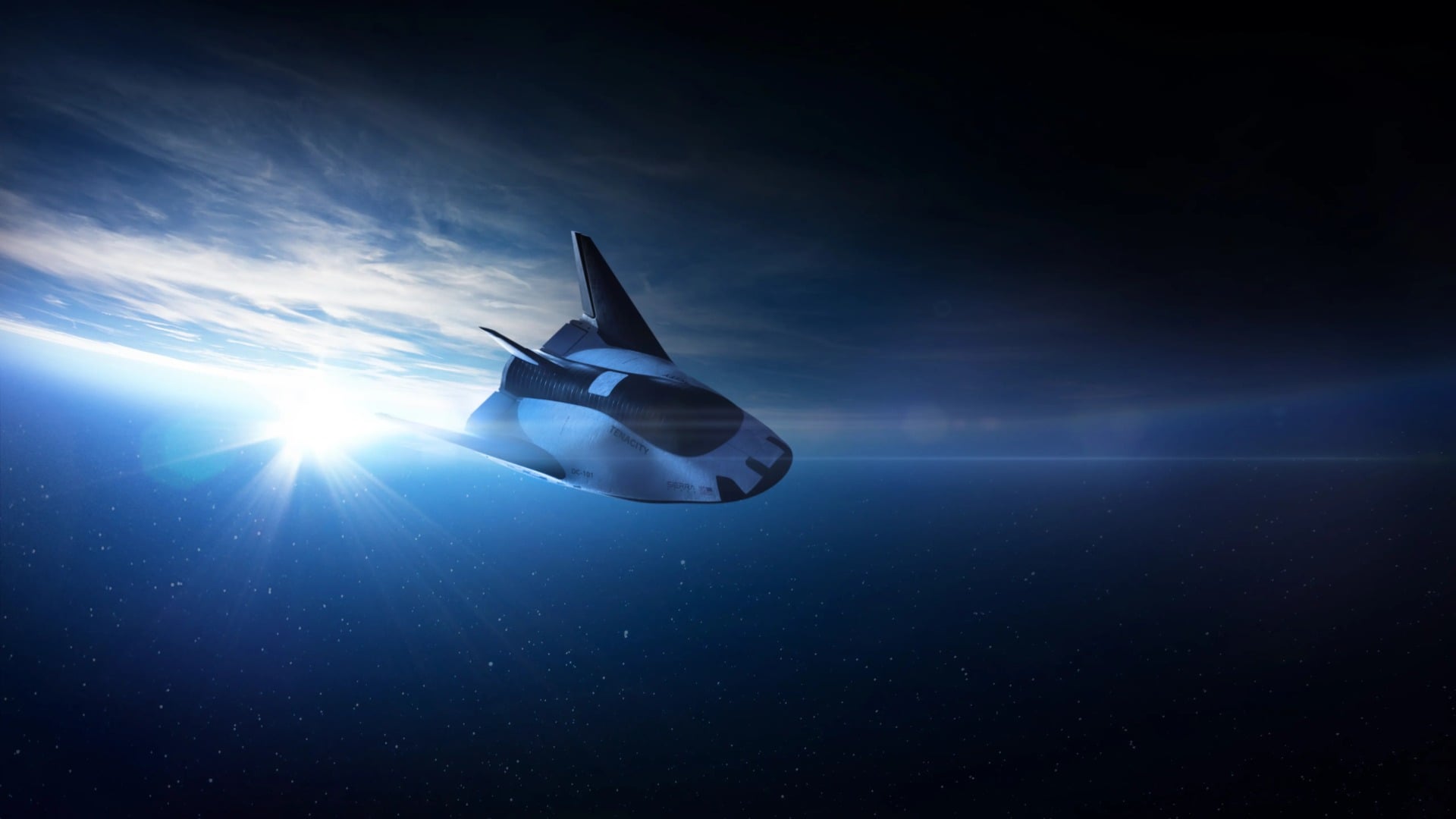 An illustration of Sierra Space's Dream Chaser spaceplane
