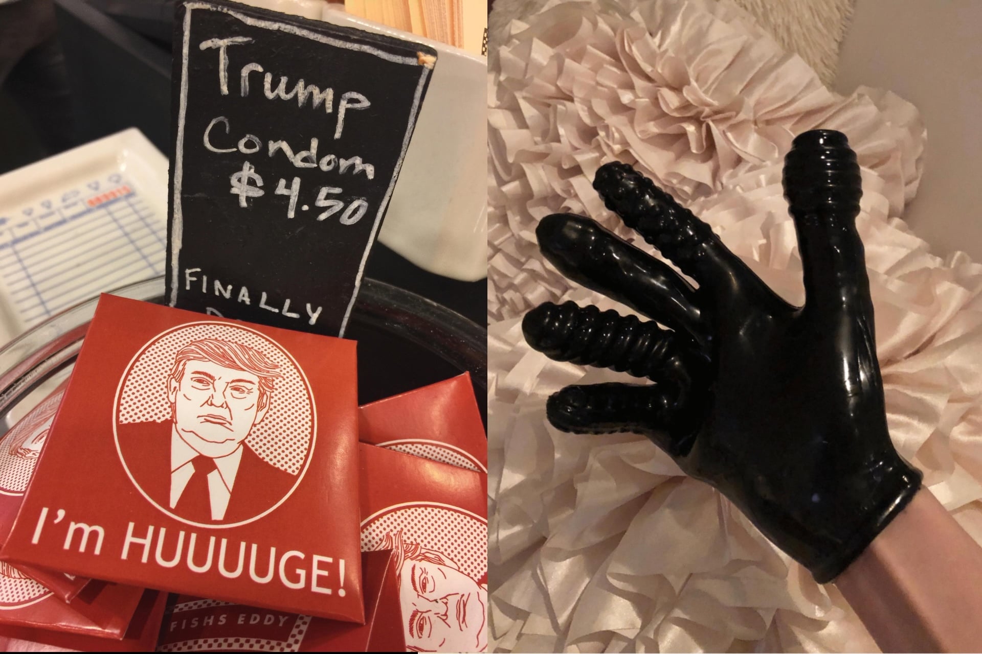 Trump condoms and an adult novelty glove, part of a batch of photos released Dec. 12 by Democrats on the House Oversight Committee.