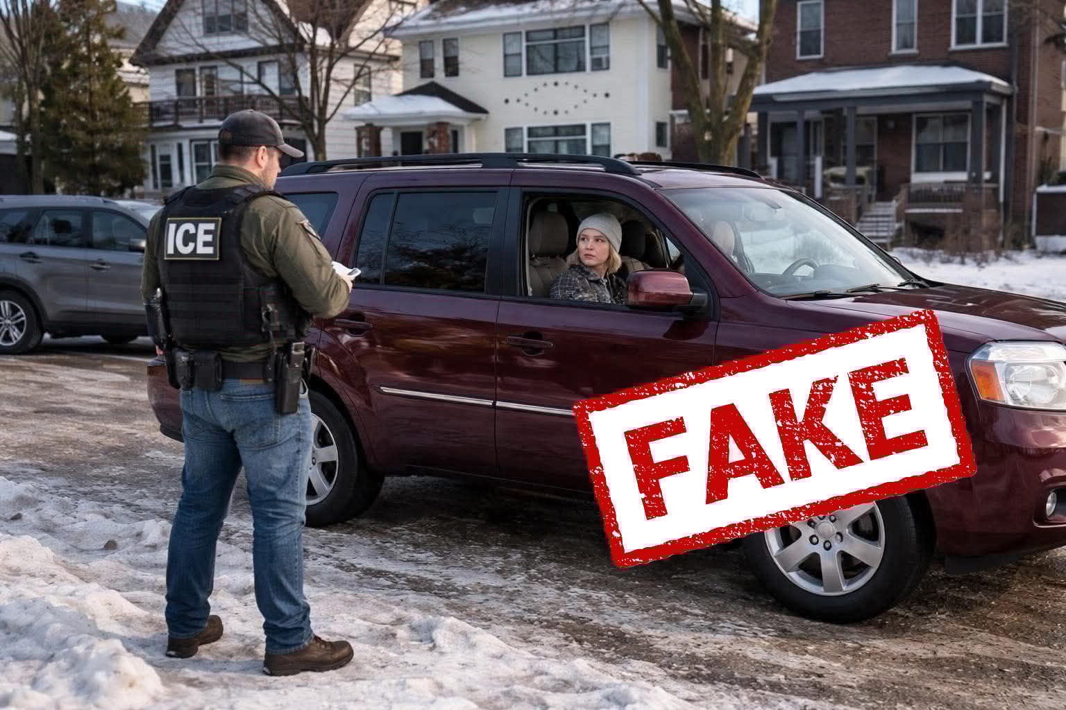 Fake image created by AI purporting to show Renee Good before being shot by an ICE agent.