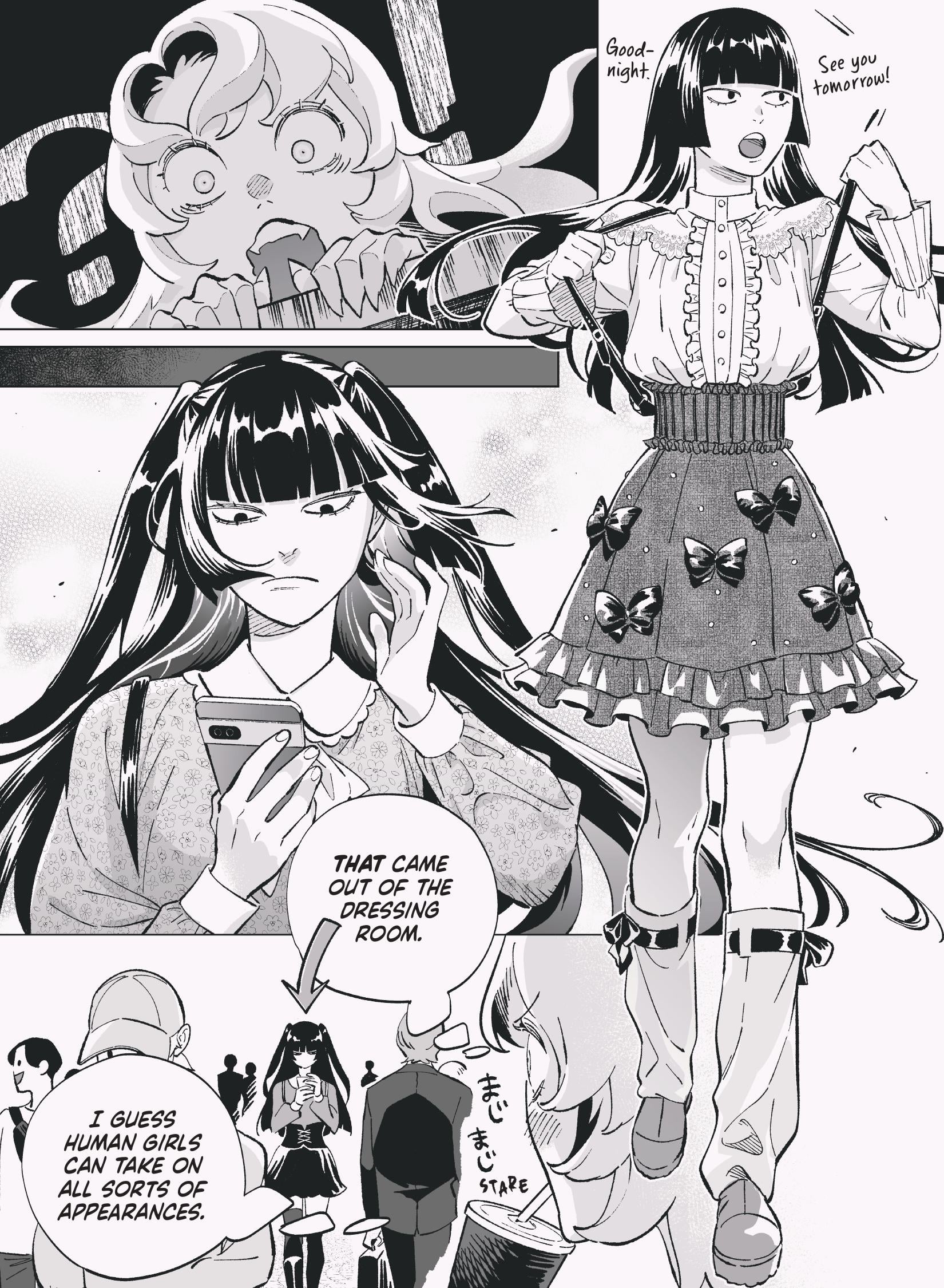 Wicked Spot Sada watching Hana walk down the street