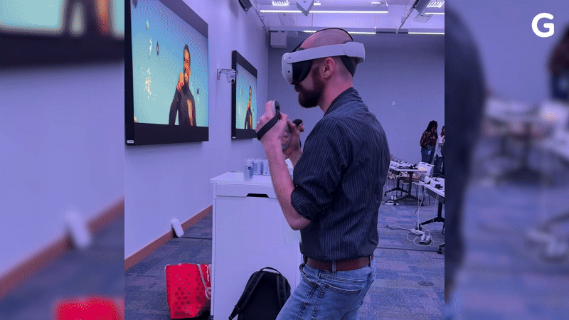 Man playing Supernatural VR in a Meta Quest 3 Headset