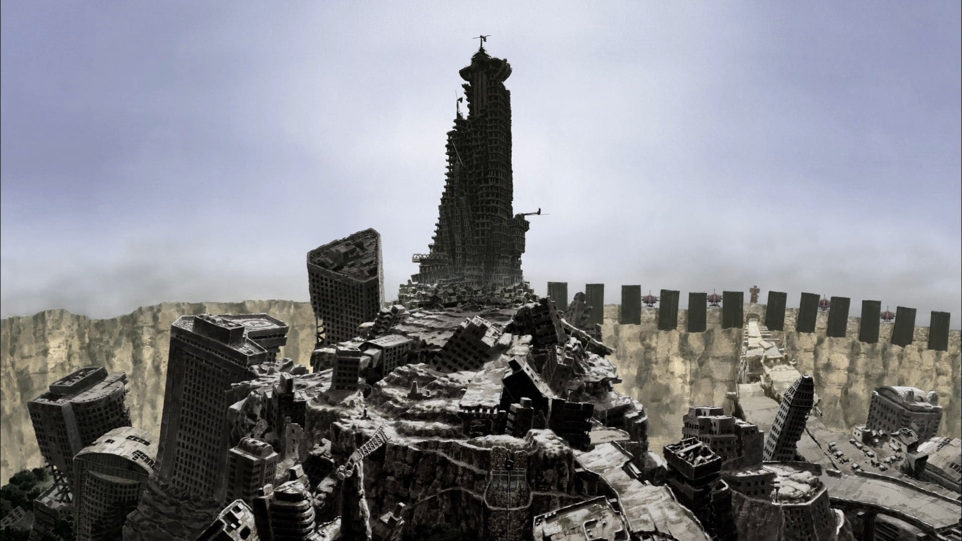 Origin Secrets Of The Past background art of a ruined city.