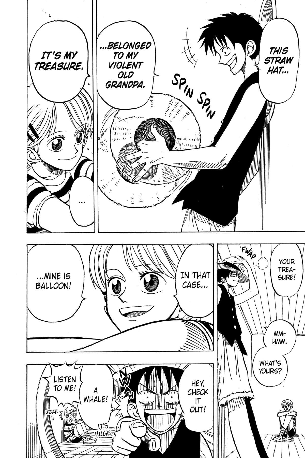 Romance Dawn mangacap of Luffy and Nami.