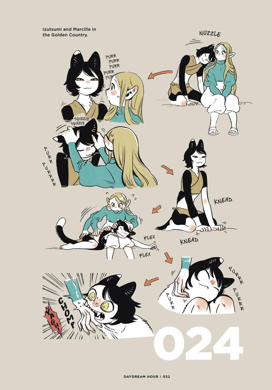 Daydream Hour illustration of Marcille playing with Itsuzumi.