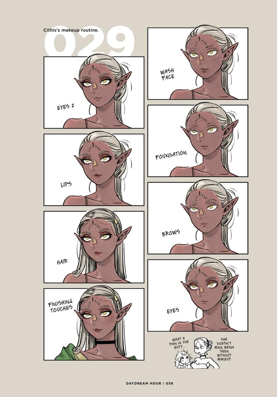 Doodles by Ryoko Kui: Daydream Hour illustration of Cithis applying her makeup.