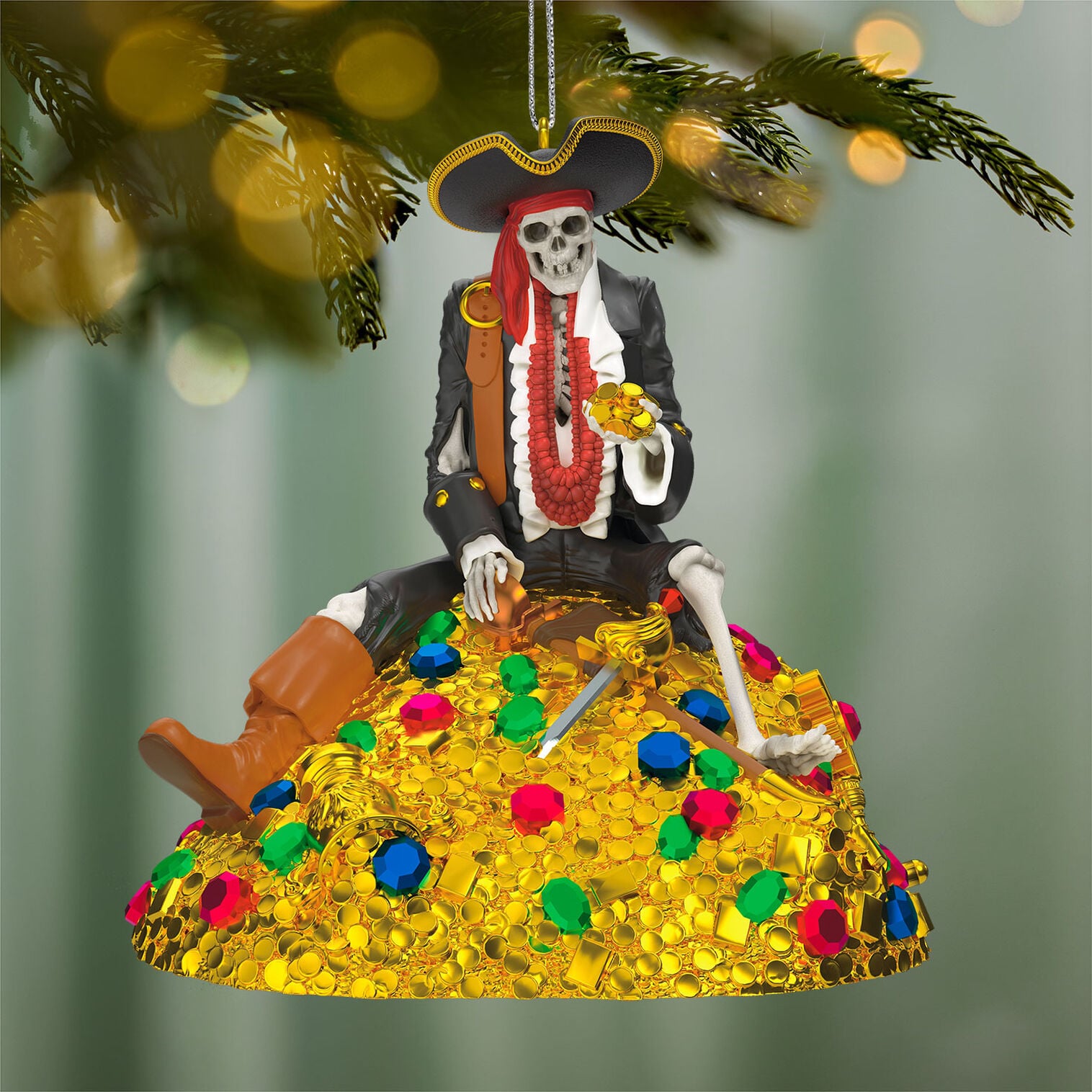 Pirates Of Caribbean Skeleton On Gold Ornament