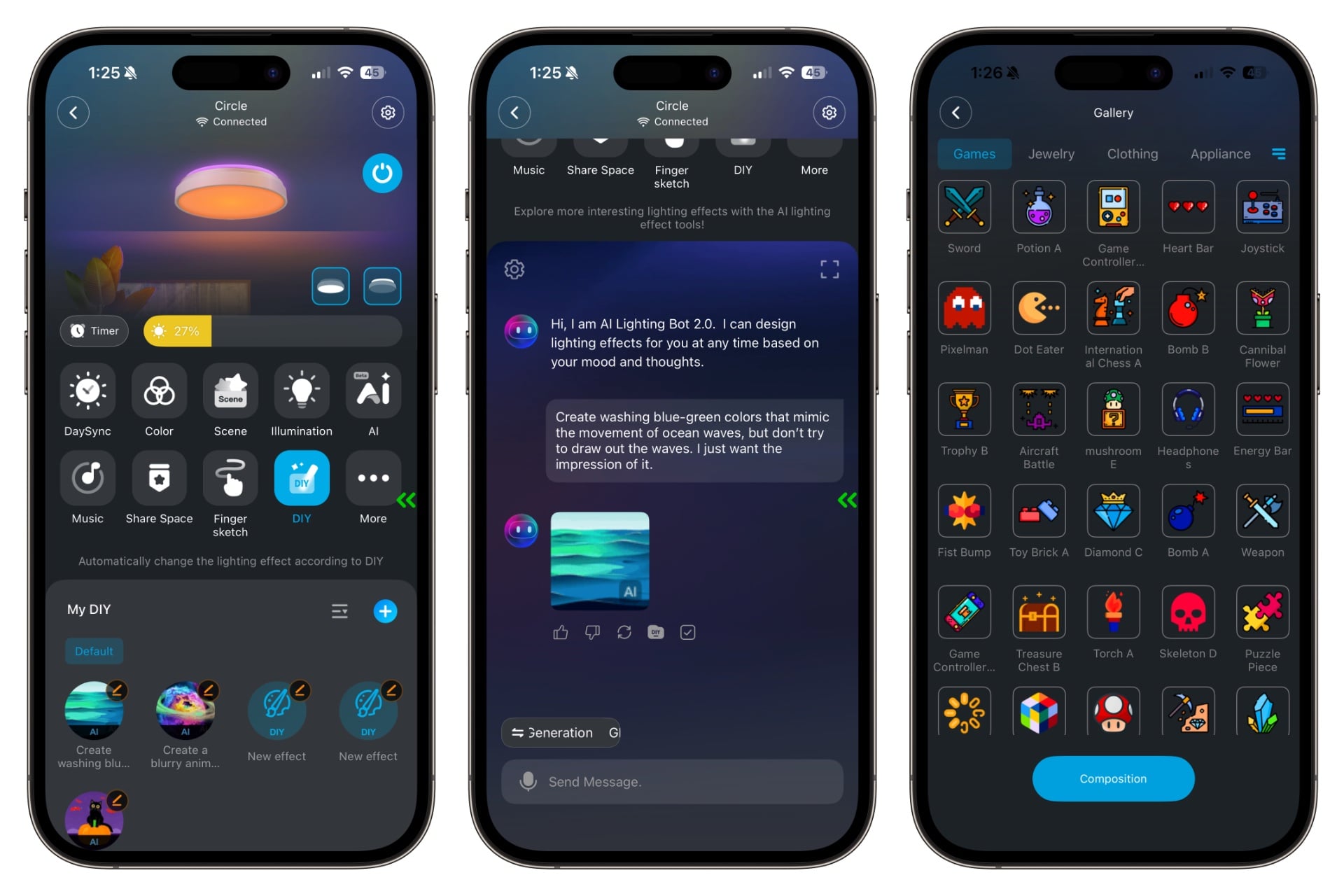 Three screenshots from the Govee Home app.