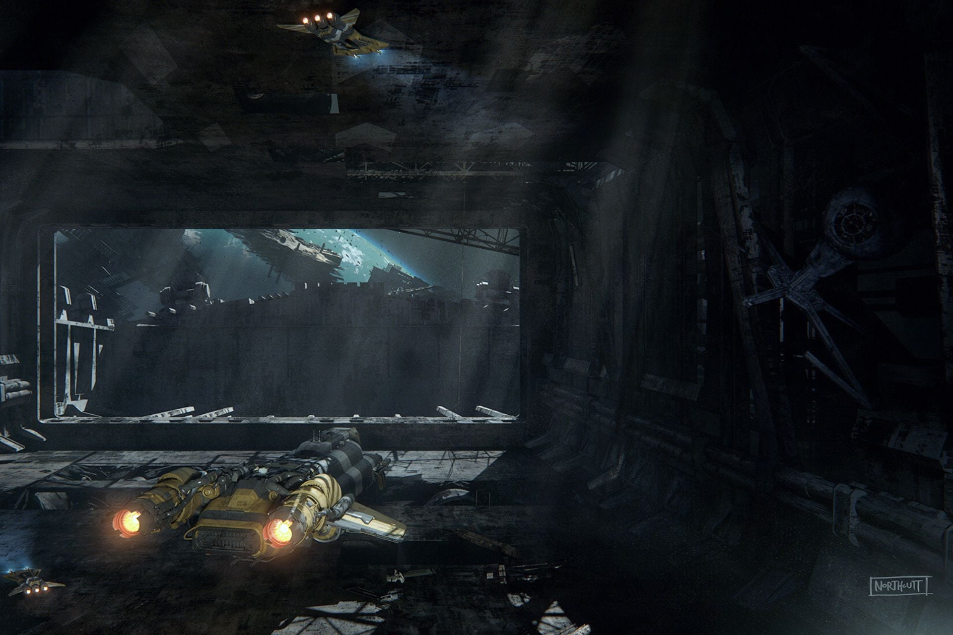 Millennium Falcon Smugglers Run Endor Concept Art 2