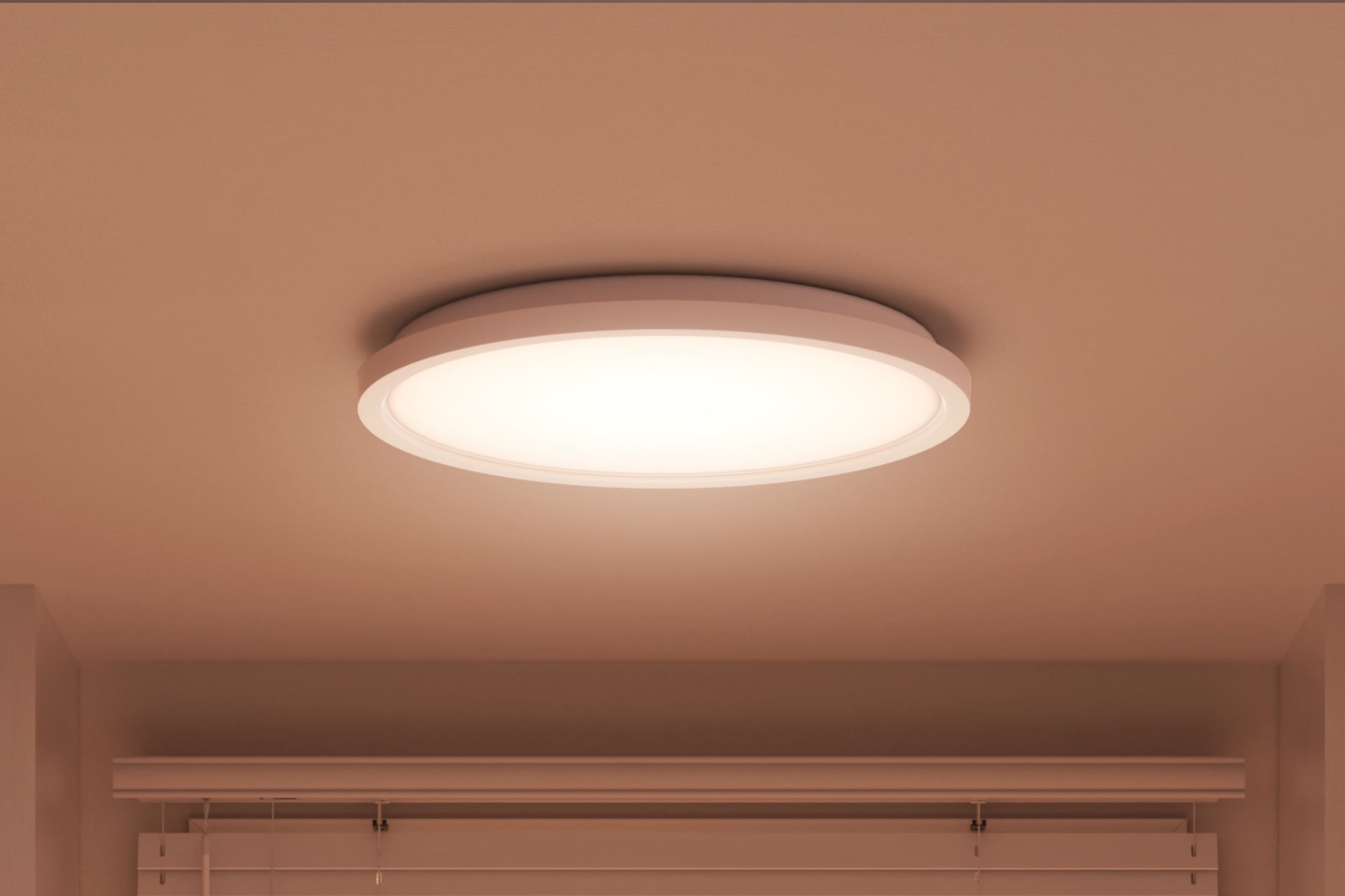Nanoleaf's Smart Multicolor Ceiling Light with only its main light on, in white