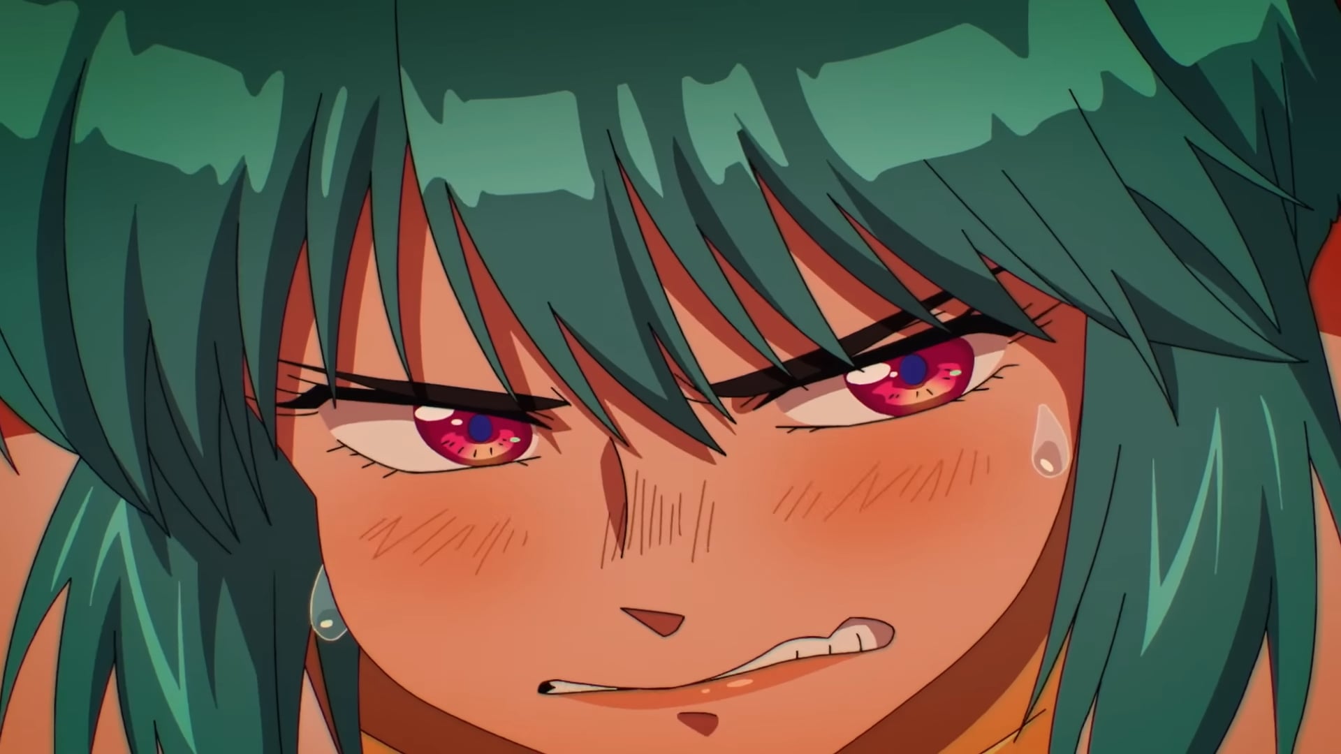The Ghost In The Shell still of Kusanagi blushing.