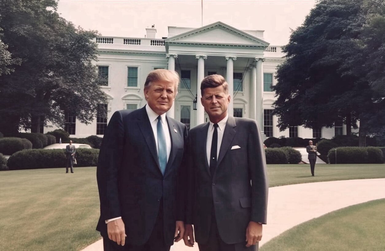 AI image of President Donald Trump and President John F. Kennedy, posted to Truth Social on July 26, 2026.