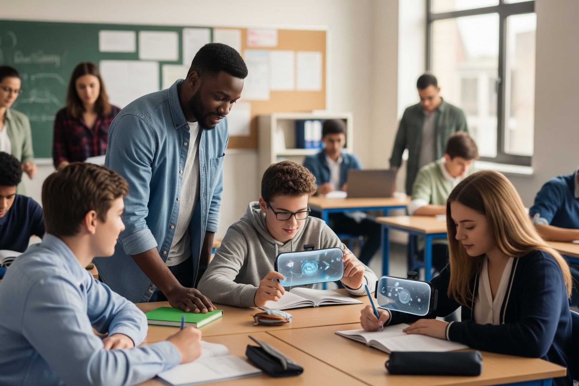 An AI-generated image featuring a magically floating tablet on the website for Jefferson County Public Schools in Kentucky.